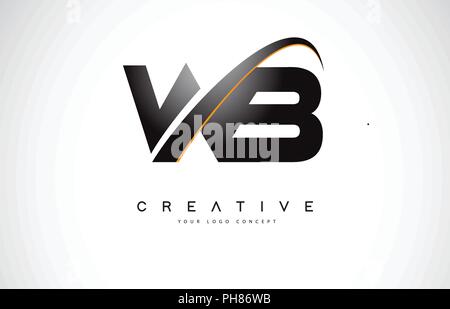 WB Letter Design with Brush Stroke and Modern 3D Look Vector ...