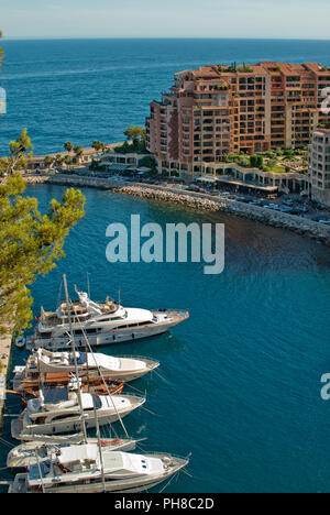 Yachts and apartments in port Fontvielle in Monte Carlo Stock Photo