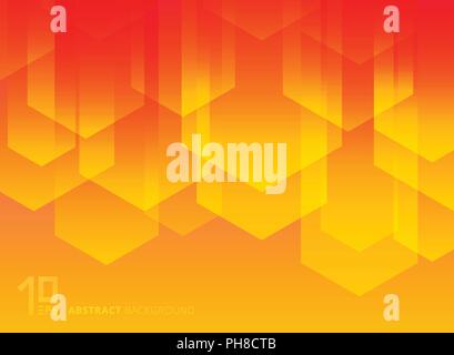 Abstract yellow and red geometric triangles simple shapes with trendy gradients composition background. Vector illustration Stock Vector