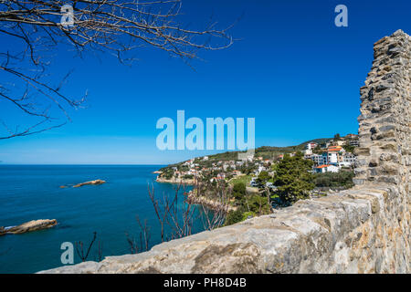 Ulcinj, Montenegro - April 2018 : Seaview from Ulcinj Old Town Walls Stock Photo