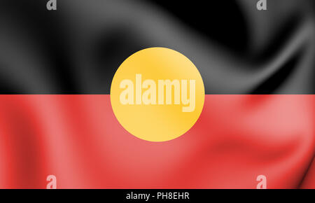 3D Australian Aboriginal Flag. 3D Illustration. Stock Photo