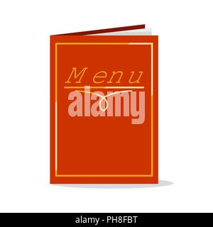 Cafe, restaurant red menu book icon in flat style. Stock Vector