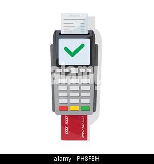 Payment machine and credit card icon in flat style. Stock Vector