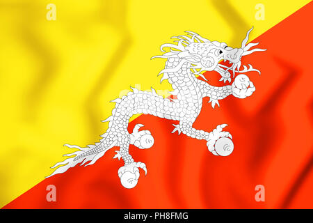 3D Flag of Bhutan. 3D Illustration. Stock Photo