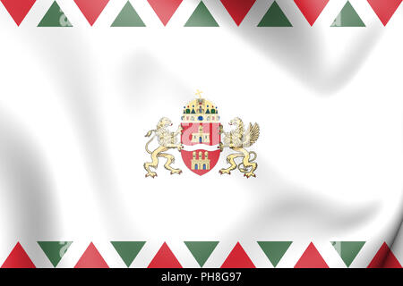 3D Flag of Budapest, Hungary. 3D Illustration. Stock Photo