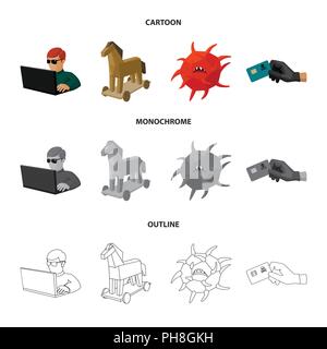 Hacker, hacking, system, internet .Hackers and hacking set collection icons in cartoon,outline,monochrome style vector symbol stock illustration . Stock Vector