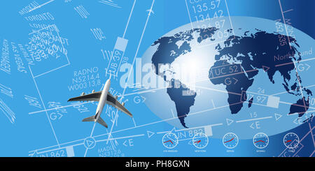 Flight route network, graphic/typographic depiction Stock Photo