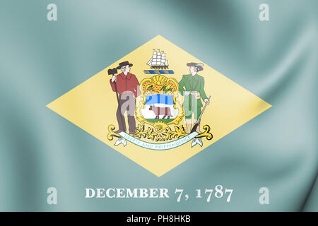 3D Flag of Delaware state, USA. 3D Illustration. Stock Photo