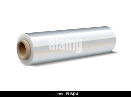 Roll of wrapping plastic stretch film Stock Photo