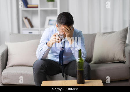 alcoholic drinking red wine at home Stock Photo