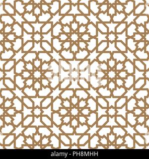 Seamless arabic geometric ornament based on traditional arabic art. Muslim mosaic. Turkish, Arabian tile on a white background made by netting Stock Vector