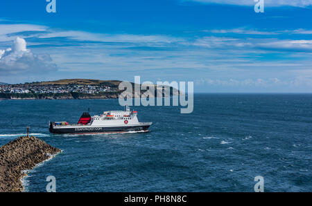 Isle of Man Steam Packet Ferry 'Ben My Chree' leaving Douglas Bay for Liverpool. Stock Photo