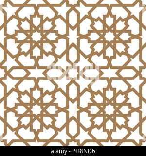 Seamless arabic geometric ornament based on traditional arabic art. Muslim mosaic. Turkish, Arabian tile on a white background made by netting Stock Vector