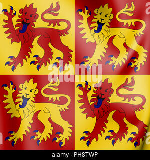 3D Flag of Gwynedd, Wales. 3D Illustration. Stock Photo