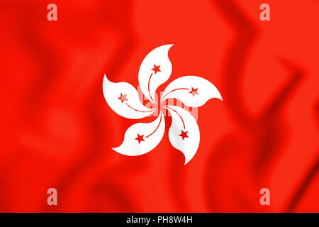3D Flag of Hong Kong. 3D Illustration. Stock Photo
