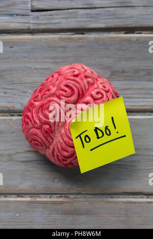 To do label stuck on a brain Stock Photo