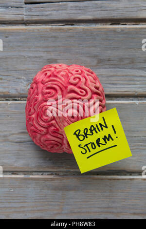 Brainstom label stuck on a brain Stock Photo