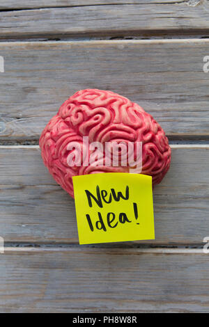 New idea label stuck on a brain Stock Photo