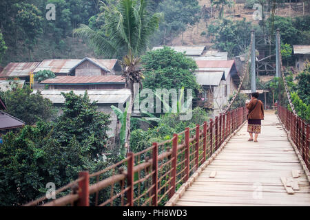 Bridge in Muang Khua, Laos Stock Photo