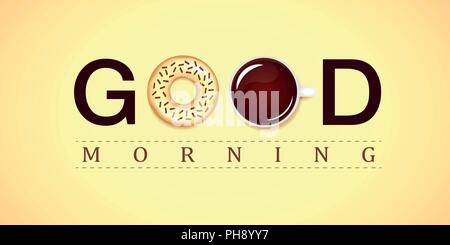 Good morning typography with donut and coffee vector illustration EPS10 Stock Vector