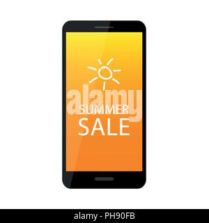 summer sale offer in a black smartphone vector illustration EPS10 Stock Vector