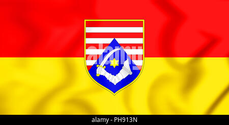 3D Flag of Karlovac County, Croatia. 3D Illustration. Stock Photo