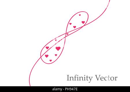sign of infinity and hearts icon. Element of wedding for mobile concept and web apps illustration. Thin line icon for website design and development, app development. Premium icon on white background Stock Vector