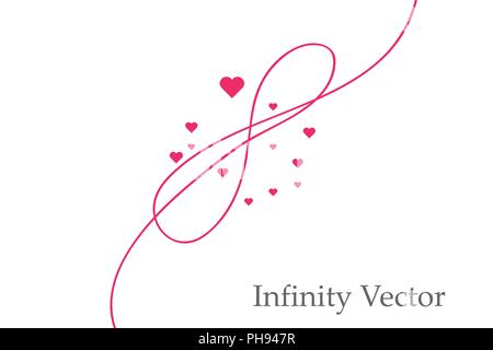 sign of infinity and hearts icon. Element of wedding for mobile concept and web apps illustration. Thin line icon for website design and development, app development. Premium icon on white background Stock Vector