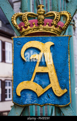 Letter A on gate, Weilburg, Germany Stock Photo