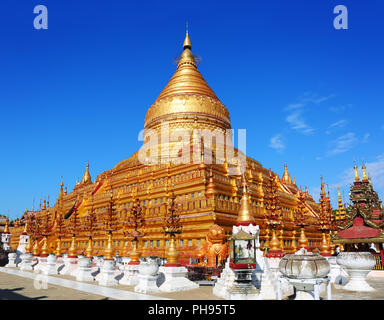 Golden Shwezigon Pagoda in Myanmar Stock Photo