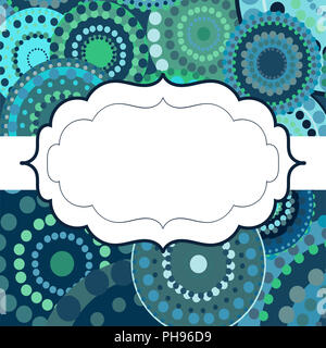 Patterned frame background invitation circular ornament blue Stock Photo