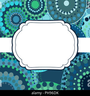 Patterned frame background invitation circular ornament blue Stock Photo