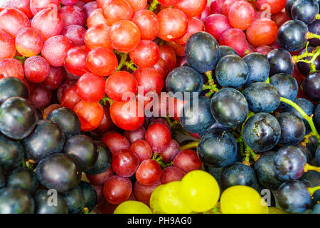 Pile of Red, Black and White Grapes Stock Photo