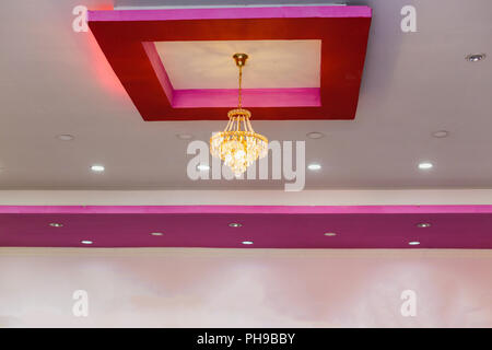Colorful Morden Ceiling Design Ideas,Unique Ceiling backgrounds and textures with lights Stock Photo