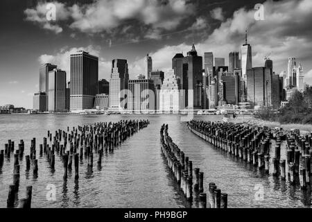 Downtown Manhattan skyline, New York City, a view from Brooklyn Stock Photo