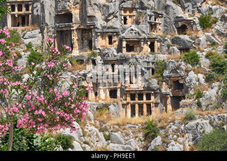 Lycian rock tombs, Myra (Demre), Turkey Stock Photo