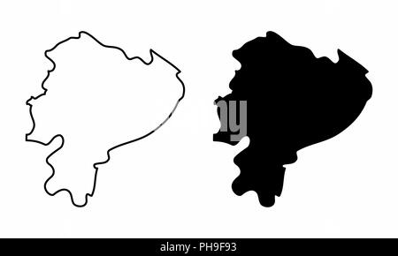 Simplified maps of Ecuador. Black and white outlines. Stock Vector