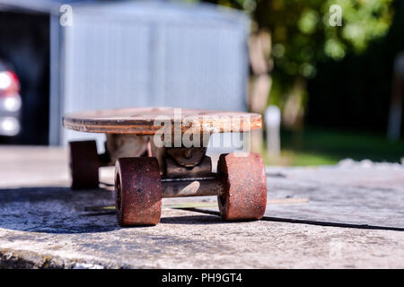 Wooden 70's skate board skateboard Stock Photo