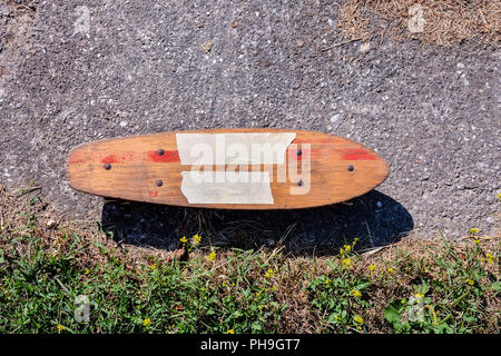 Wooden 70's skate board skateboard Stock Photo