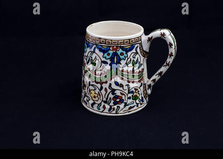 17th century Ottoman Turkish antique handmade cup ,Kutahya, Turkey Stock Photo