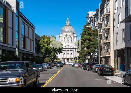 San Francisco,California,USA - June 15, 2017 : San Francisco City Hall view from Fulton Street Stock Photo