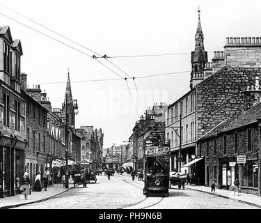 Tram on the High Street, Kirkcaldy, early 1900s Stock Photo