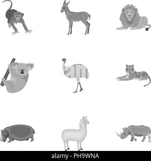 Ostrich emu, crocodile, giraffe, tiger, penguin and other wild animals ...