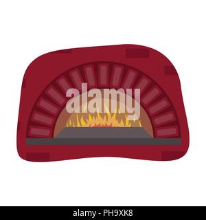 Wood-fired oven icon in cartoon style isolated on white background. Pizza and pizzeria symbol vector illustration. Stock Vector