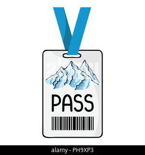 Ski pass icon in cartoon style isolated on white background. Ski resort symbol vector illustration. Stock Vector