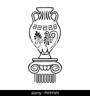 Amphora icon in outline style isolated on white background. Museum symbol vector illustration. Stock Vector