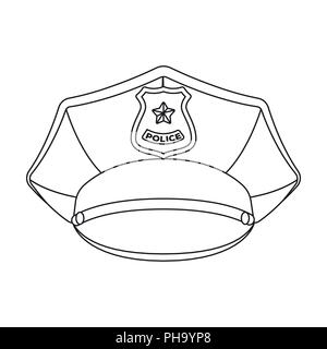 Police cap icon in outline style isolated on white background. Hats ...