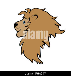 Lion cute funny cartoon head Stock Photo