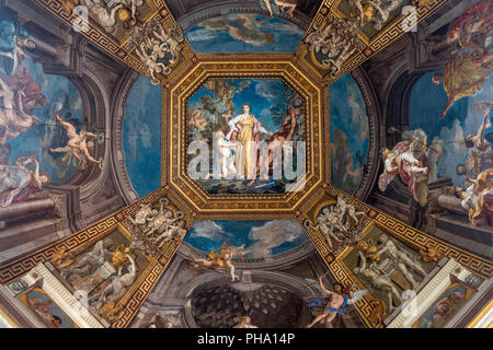 The painted ceiling in the Hall of the Muses inside Vatican Museum, UNESCO World Heritage Site, Vatican City, Rome, Lazio, Italy, Europe Stock Photo