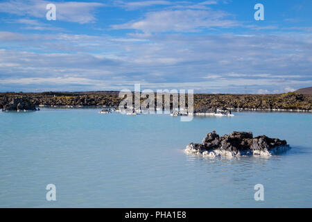 Wastewater from the geothermal power plant in Iceland Stock Photo